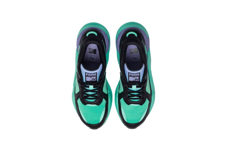 mtv puma rs x tracks 2019 march footwear sneaker shoes black white purple teal clothing apparel collection capsule