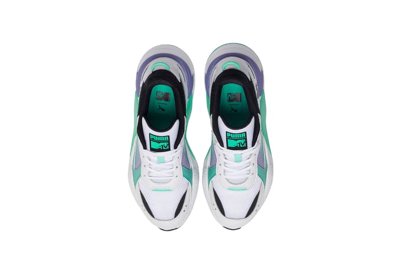 mtv puma rs x tracks 2019 march footwear sneaker shoes black white purple teal clothing apparel collection capsule
