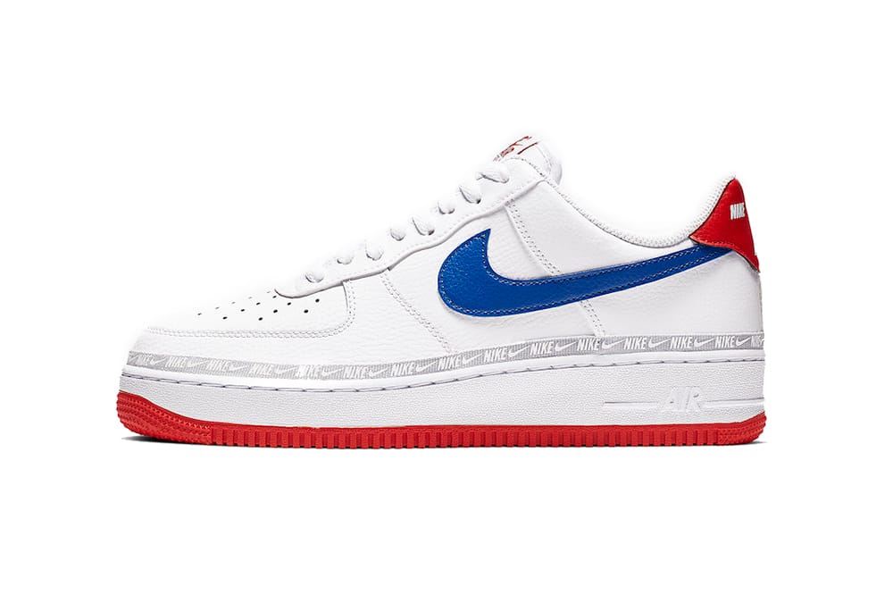 nike air force 1 blue and red swoosh