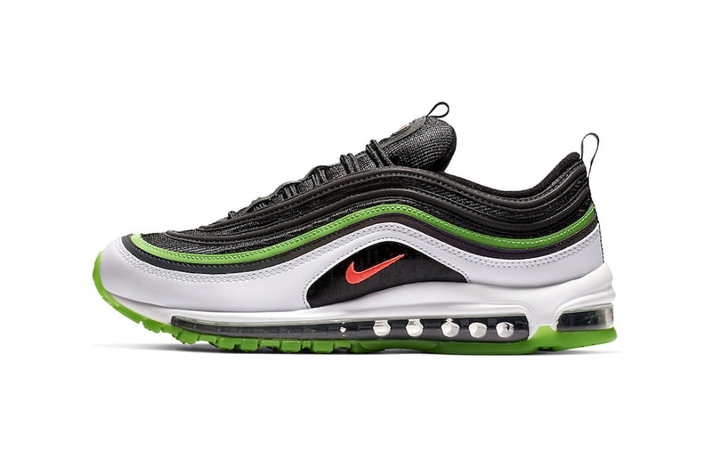 Nike Air Max 97 "Home And Away" Dallas Sneaker release info pricing stockist "Black/Bright Crimson-White-Rage Green" CD7788-001 March 1 2019 