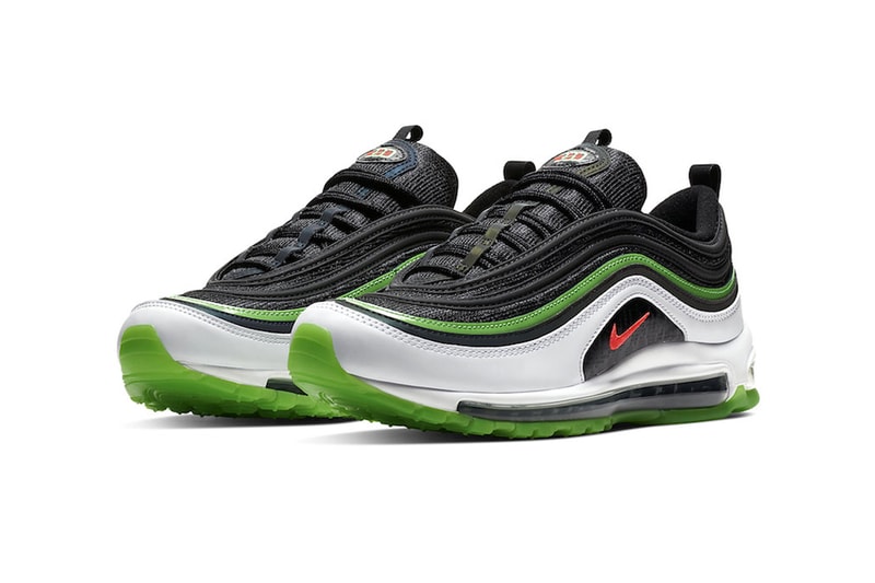 Nike Air Max 97 "Home And Away" Dallas Sneaker release info pricing stockist "Black/Bright Crimson-White-Rage Green" CD7788-001 March 1 2019 