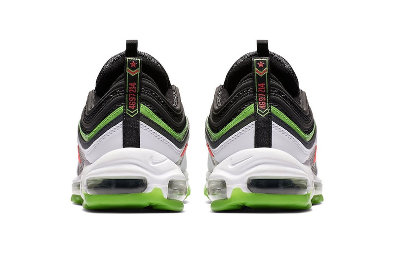 Nike Air Max 97 "Home And Away" Dallas Sneaker release info pricing stockist "Black/Bright Crimson-White-Rage Green" CD7788-001 March 1 2019 