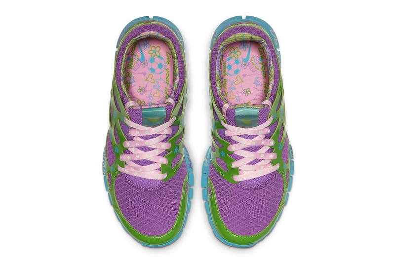 Nike Relaunches Mackenzie Short's Free Run 2.0 "Doernbecher" violet purple green turquoise release drop date info price images footwear 