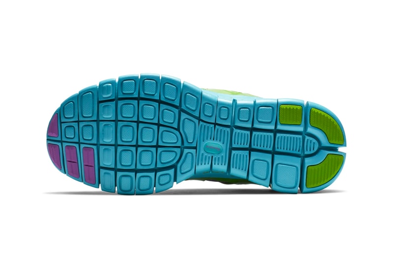Nike Relaunches Mackenzie Short's Free Run 2.0 "Doernbecher" violet purple green turquoise release drop date info price images footwear 