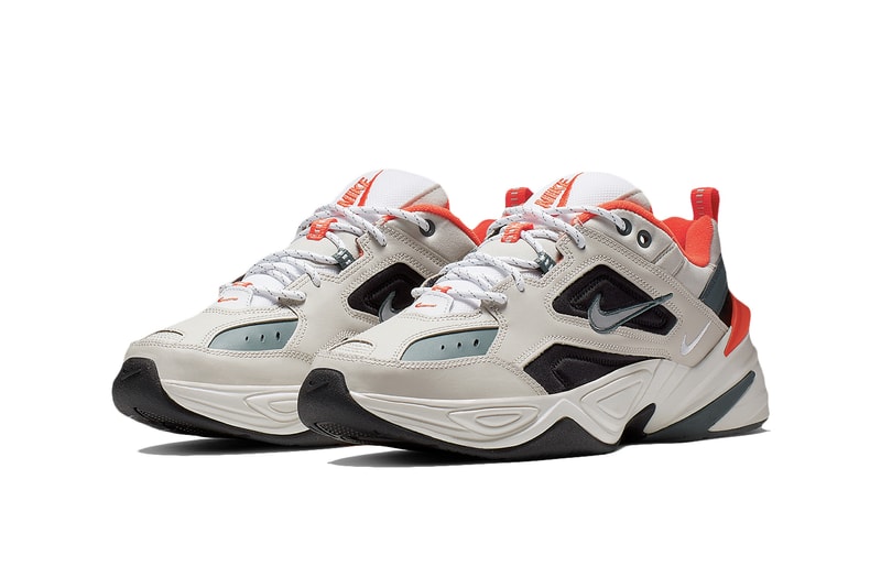 Bone-Colored Nike M2K Tekno Get Hits of Bright Orange olive black bone images release drop info price footwear dad sneakers shoes 