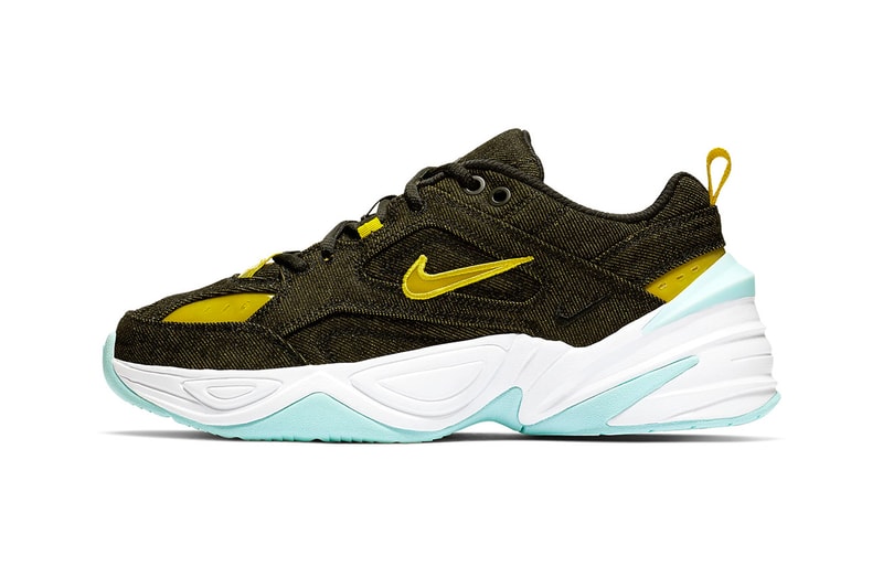 Nike M2K Tekno "Denim" Release jeans yellow blue white swoosh nike sportswear