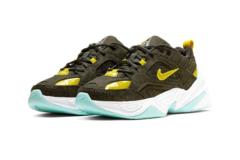 Nike M2K Tekno "Denim" Release jeans yellow blue white swoosh nike sportswear