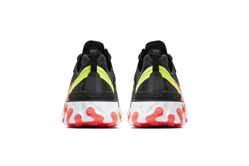 Nike's Latest React Element 55 Receives Hits of Vibrant Colors crimson volt black images price release drop date info footwear