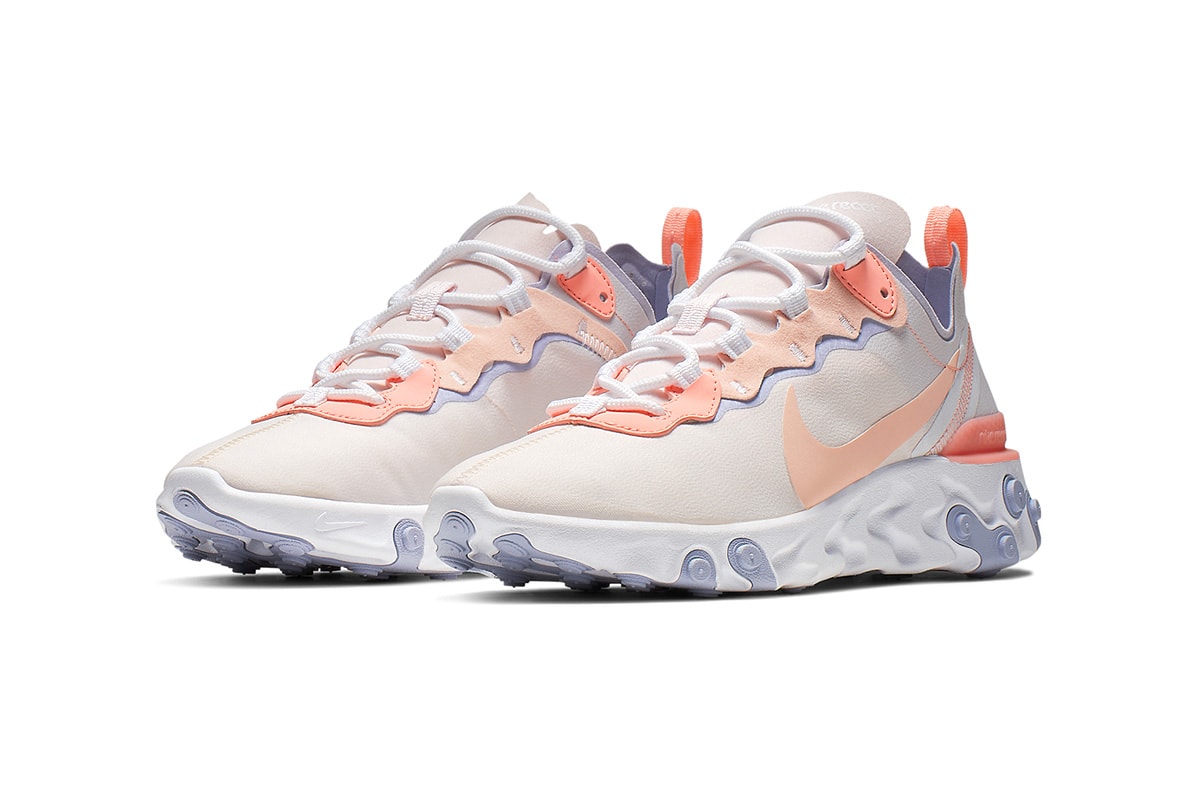 Nike React Element 55 "Pale Pink" BQ2728-601 "Pale Pink/Washed Coral-Oxygen Purple" release info february drop stockist pricing retailer web store