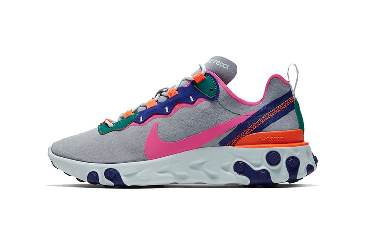 Nike React Element 55 "Wolf Grey" Gets Detailed With Eye-Catching Colors
