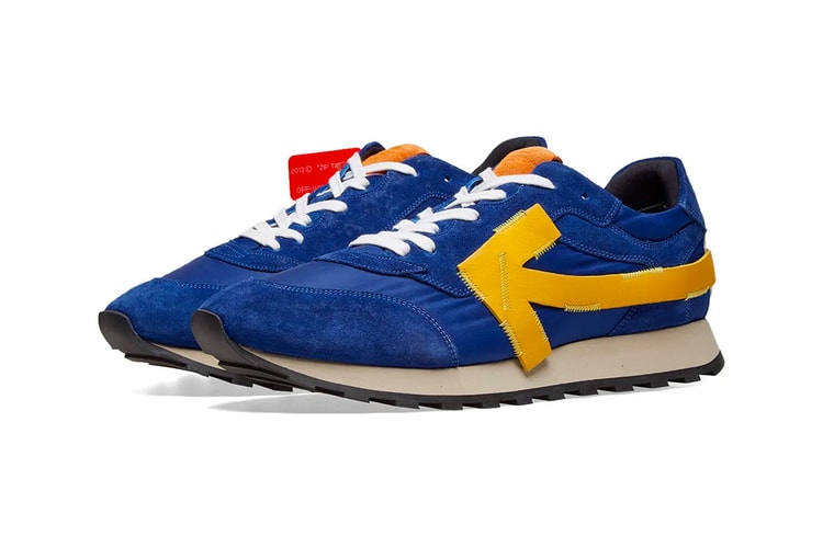 Off-White™ Gets Athletic With Its Arrow Running Sneaker in "Blue/Yellow"