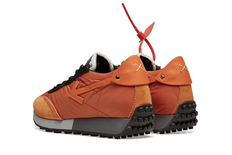 Off-White™ Vintage Arrow Running Sneakers Teal Orange Release Details Closer Look END. Clothing Virgil Abloh footwear