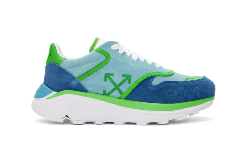 Off White Blue Green Suede Jogger Release sneakers shoes info virgil abloh Vibram