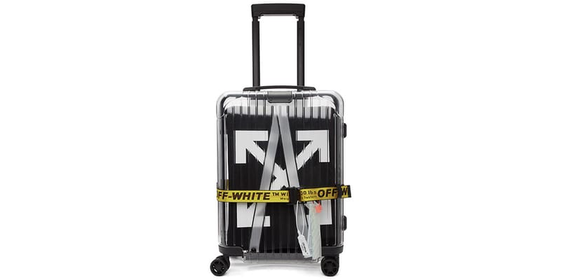 off white clear luggage