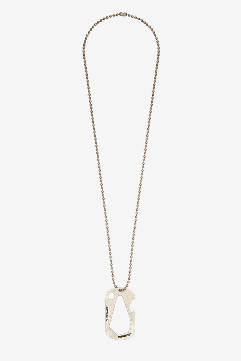 Off White Spring Summer 2019 Industrial Lifesaver necklace Hex Nut bracelet Utility silver-tone ring Jewelry Release silver 
