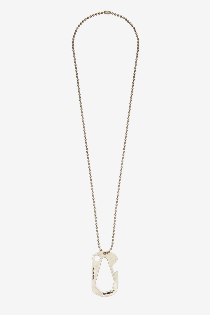 Off White Spring Summer 2019 Industrial Lifesaver necklace Hex Nut bracelet Utility silver-tone ring Jewelry Release silver