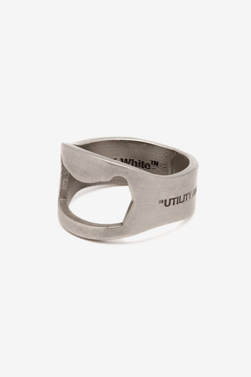 Off White Spring Summer 2019 Industrial Lifesaver necklace Hex Nut bracelet Utility silver-tone ring Jewelry Release silver 