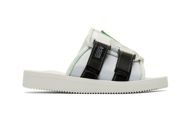Palm Angels Suicoke Edition Patch Slides White Green Release Francesco Ragazzi SSENSE