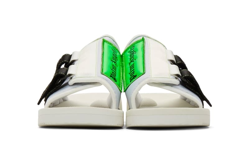 Palm Angels Suicoke Edition Patch Slides White Green Release Francesco Ragazzi SSENSE