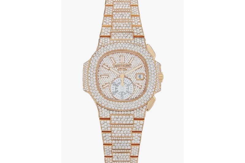 Patek Philippe Diamond-Encrusted Nautilus Watch pink gold rose gold timepiece $129,019 price release info 18 karat gold 40mm diamond bezel dial index markers 5980/1R-001
