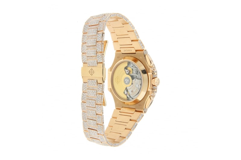Patek Philippe Diamond-Encrusted Nautilus Watch pink gold rose gold timepiece $129,019 price release info 18 karat gold 40mm diamond bezel dial index markers 5980/1R-001