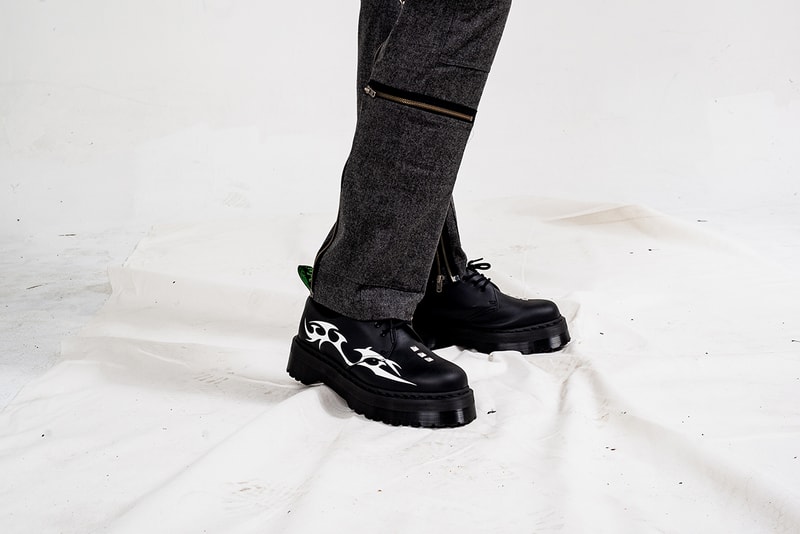 Pleasures Dr Martens 1461 Quad Sole Shoes Collaborative Capsule Collection Teeth Motif Socks T Shirt