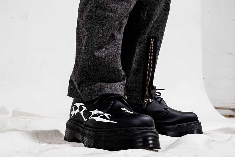 Pleasures Dr Martens 1461 Quad Sole Shoes Collaborative Capsule Collection Teeth Motif Socks T Shirt
