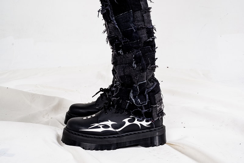 Pleasures Dr Martens 1461 Quad Sole Shoes Collaborative Capsule Collection Teeth Motif Socks T Shirt