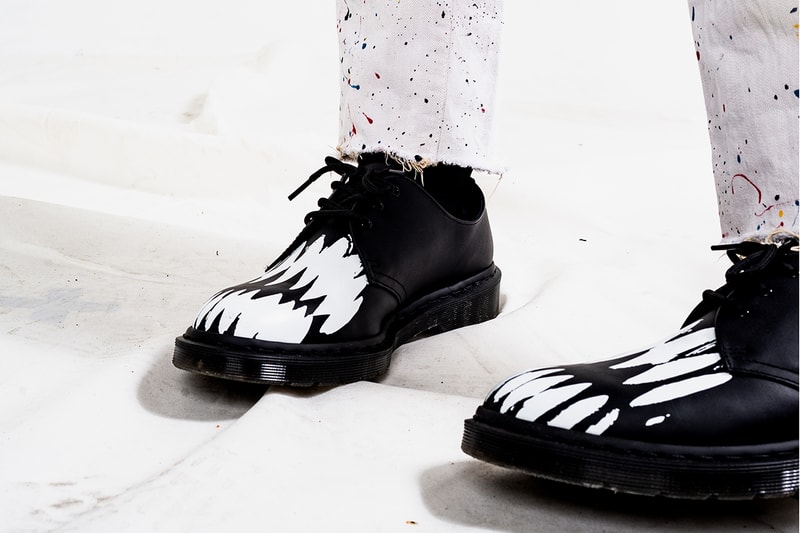 Pleasures Dr Martens 1461 Quad Sole Shoes Collaborative Capsule Collection Teeth Motif Socks T Shirt