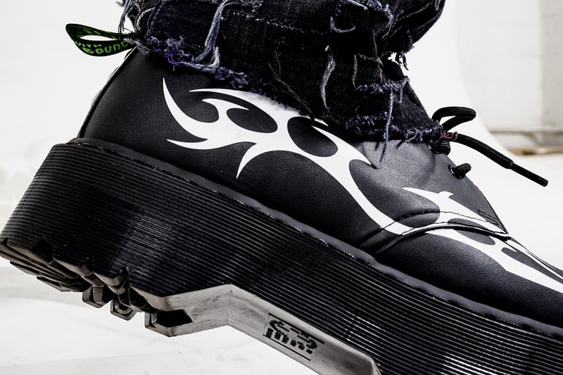 Pleasures Dr Martens 1461 Quad Sole Shoes Collaborative Capsule Collection Teeth Motif Socks T Shirt