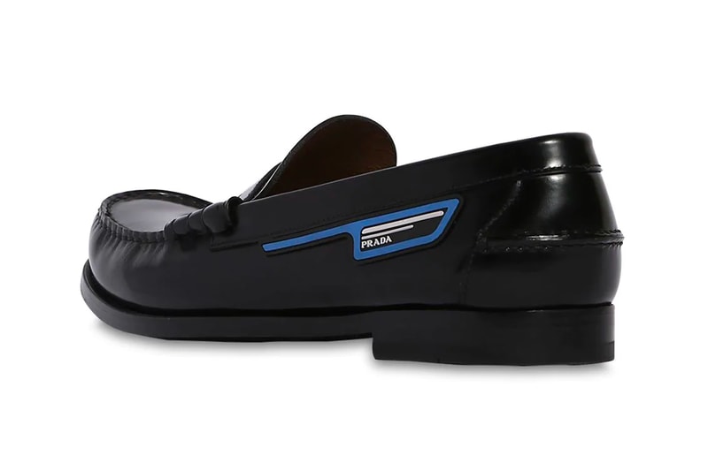 Prada Unveils its Unorthodox Take on Leather Penny Loafers black info images drop release date footwear luisaviaroma