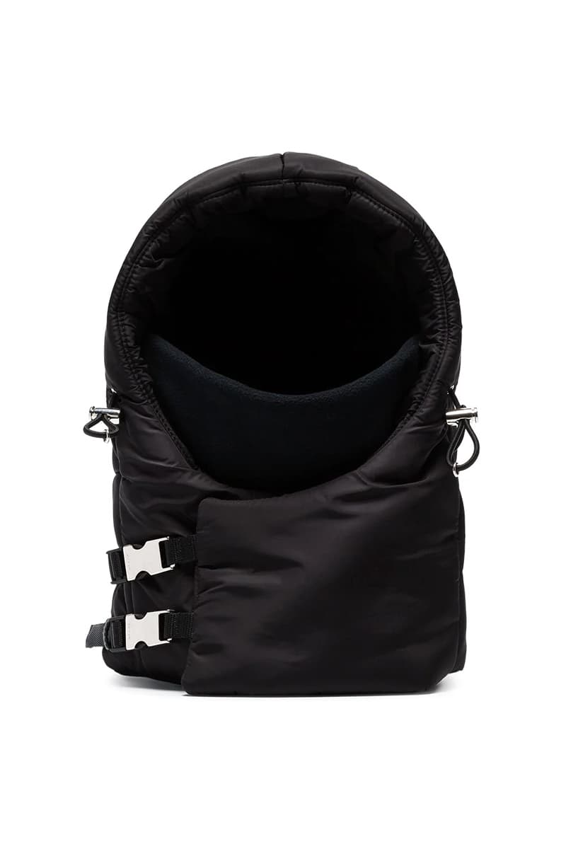 Prada Black Buckle Balaclava Release fashion info headwear accessories padded