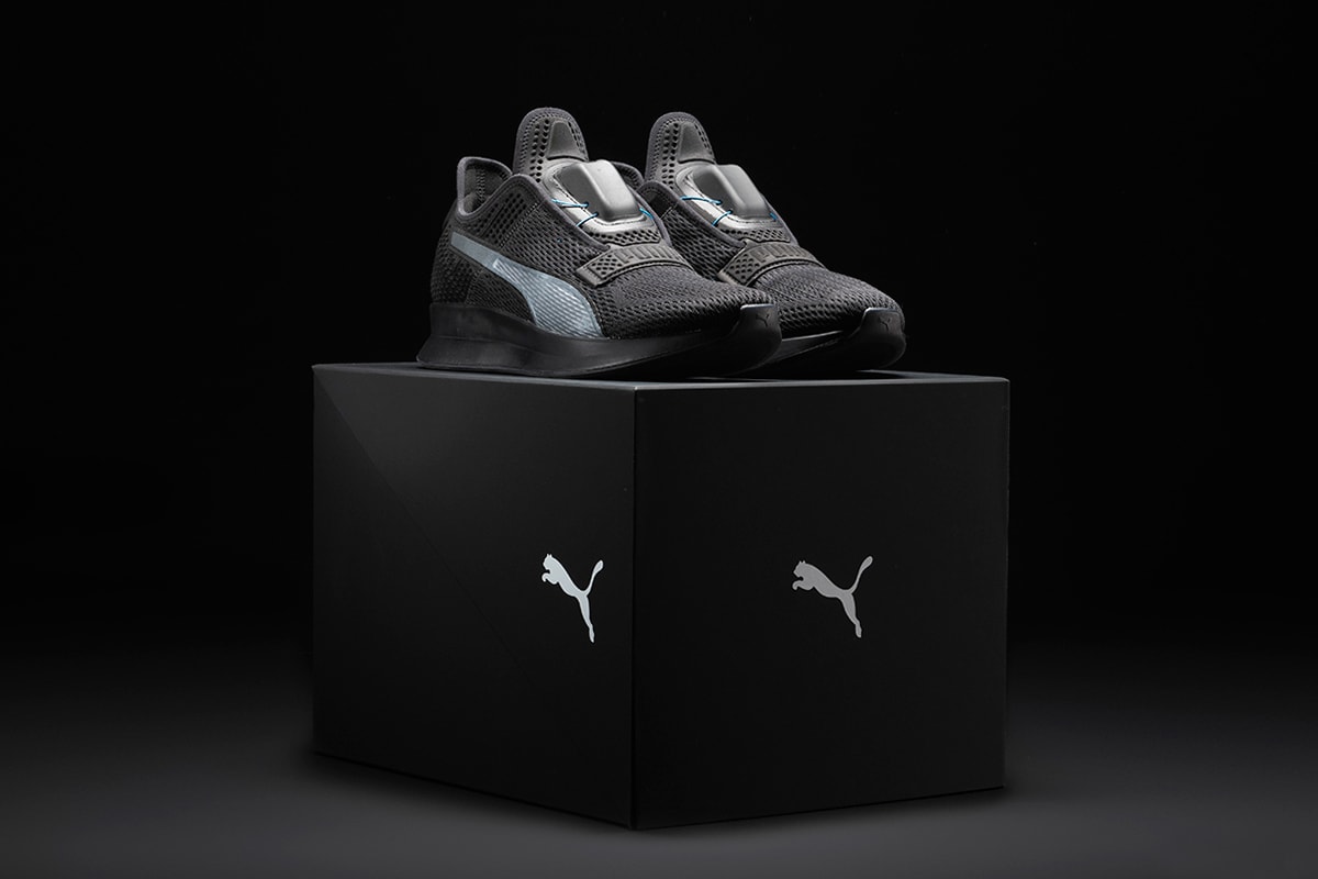 PUMA Introduces New Self-Lacing Running Sneakers grey silver drop release date images iphone apple android app watch cross training footwear sportswear