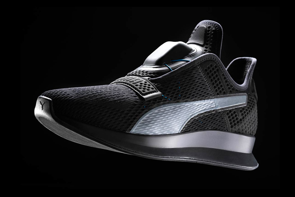 PUMA Introduces New Self-Lacing Running Sneakers grey silver drop release date images iphone apple android app watch cross training footwear sportswear