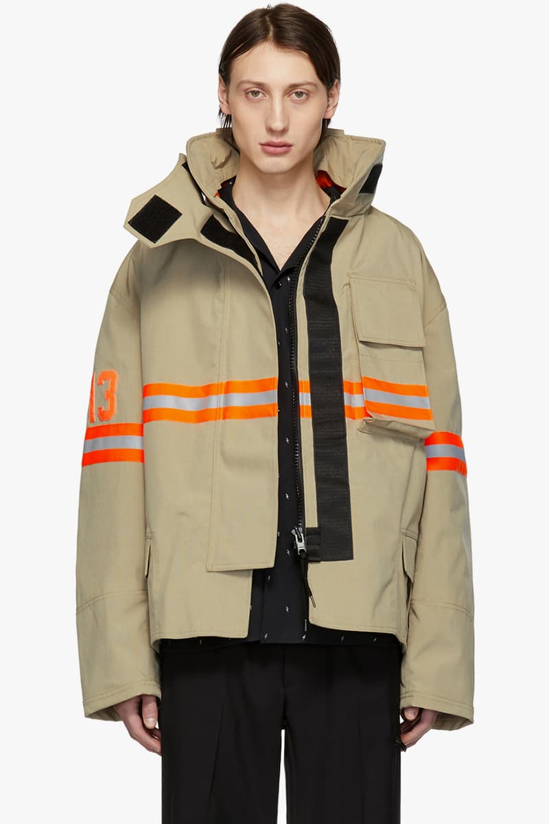 R13 Fireman Jacket Black Orange Nylon Reflective Silver Beige Cream Camouflage Green SSENSE Drop