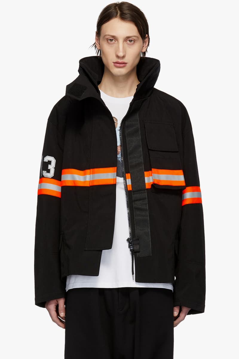 R13 Fireman Jacket Black Orange Nylon Reflective Silver Beige Cream Camouflage Green SSENSE Drop
