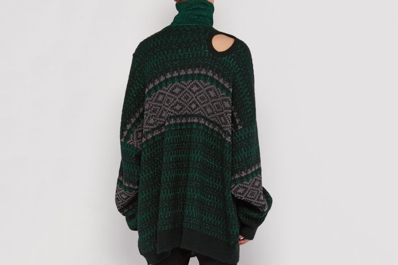Raf Simon Triple Neck Oversized Jacquard Sweater