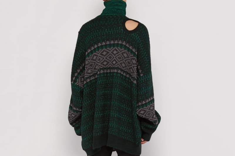 Raf Simon Triple Neck Oversized Jacquard Sweater