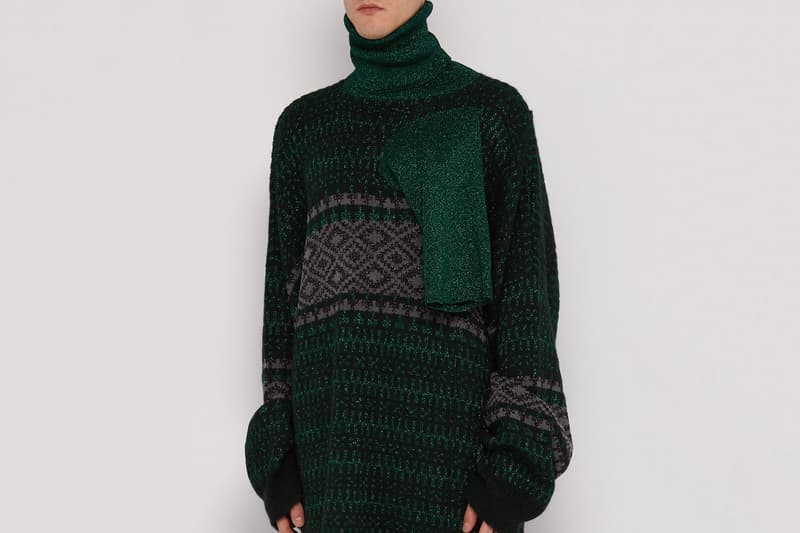 Raf Simon Triple Neck Oversized Jacquard Sweater