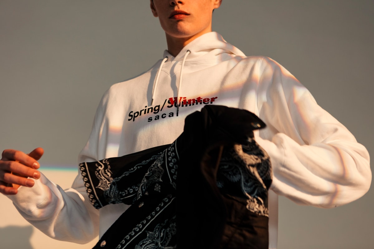 sacai Spotlights Its Coveted SS19 Collabs in Haven's New Editorial dr woo pendleton hoodie denim stadium jacket t shirt shoulder bag porter release drop date price info images apparel 