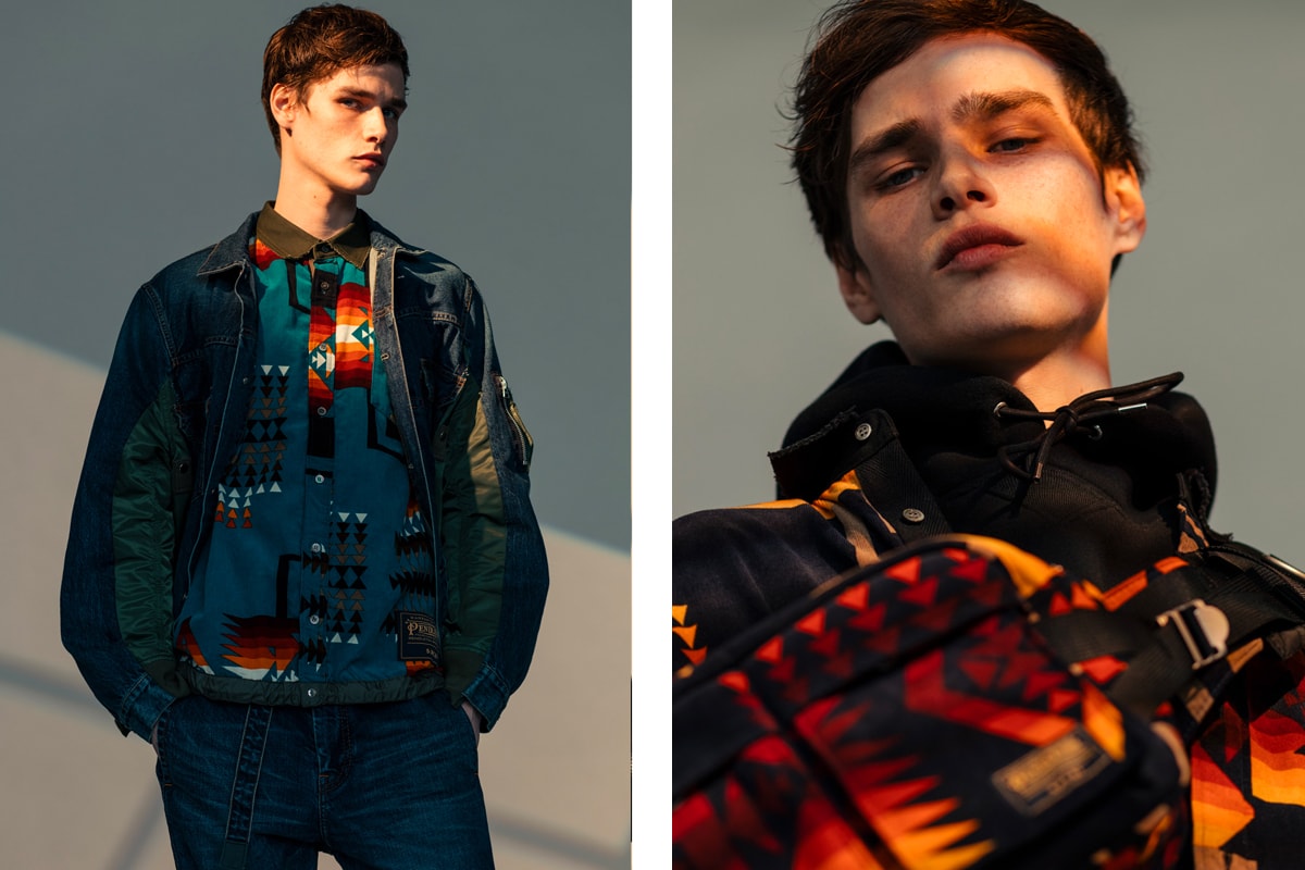 sacai Spotlights Its Coveted SS19 Collabs in Haven's New Editorial dr woo pendleton hoodie denim stadium jacket t shirt shoulder bag porter release drop date price info images apparel 