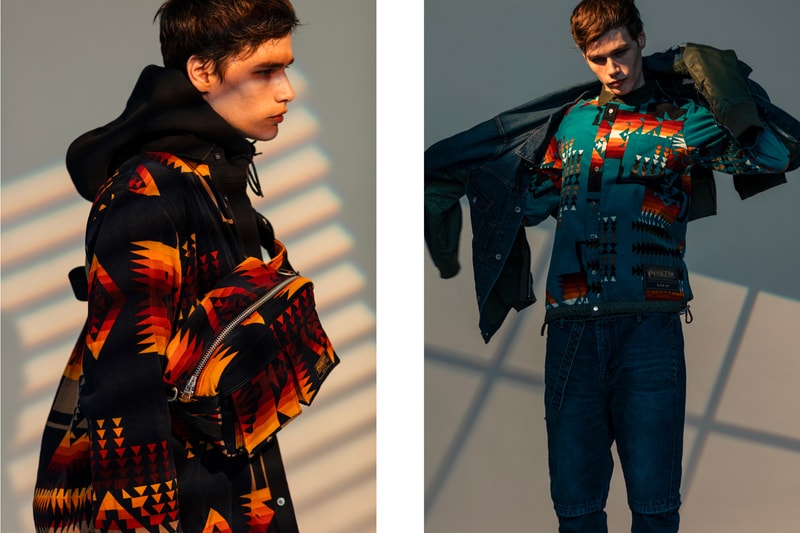 sacai Spotlights Its Coveted SS19 Collabs in Haven's New Editorial dr woo pendleton hoodie denim stadium jacket t shirt shoulder bag porter release drop date price info images apparel 
