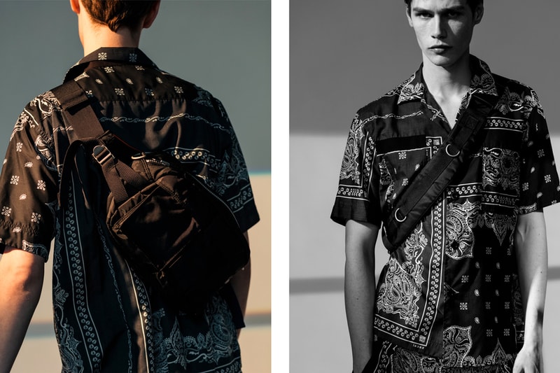 sacai Spotlights Its Coveted SS19 Collabs in Haven's New Editorial dr woo pendleton hoodie denim stadium jacket t shirt shoulder bag porter release drop date price info images apparel 