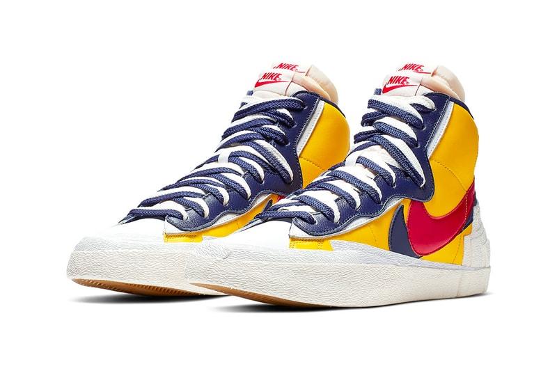 Take a Closer Look at Sacai x Nike Deconstructed Blazer High release drop date images price footwear black white blue red yellow info