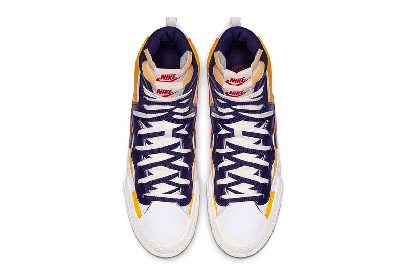Take a Closer Look at Sacai x Nike Deconstructed Blazer High release drop date images price footwear black white blue red yellow info