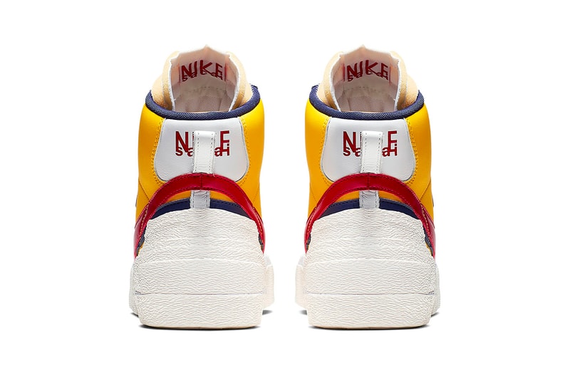 Take a Closer Look at Sacai x Nike Deconstructed Blazer High release drop date images price footwear black white blue red yellow info