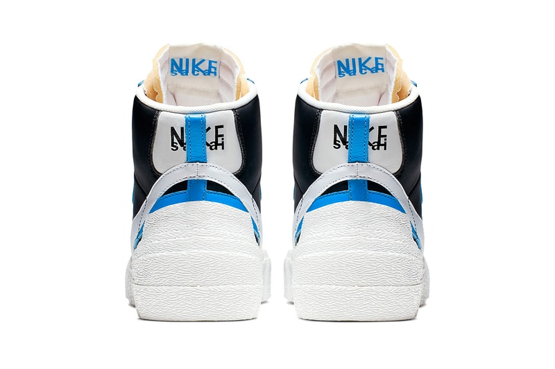Take a Closer Look at Sacai x Nike Deconstructed Blazer High release drop date images price footwear black white blue red yellow info