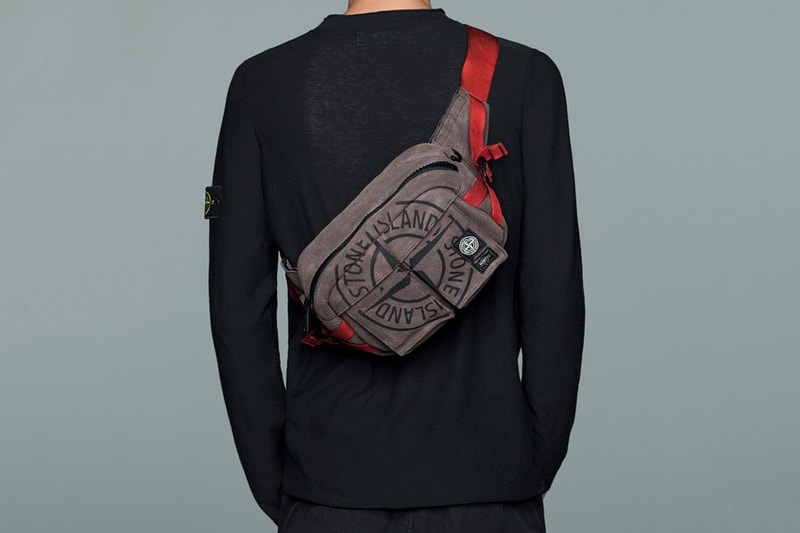 Stone Island PORTER Bags Limited Drop on App man made suede textile garment dye duffel backpack shoulder fanny pack bag