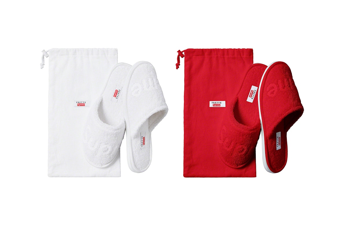 Supreme Spring/Summer 2019 Accessories White/Red Slippers