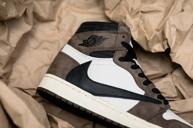 travis scott air jordan 1 retro high og closer look 2019 april footwear jordan brand collaborations cactus jack brown white black red ankle pocket